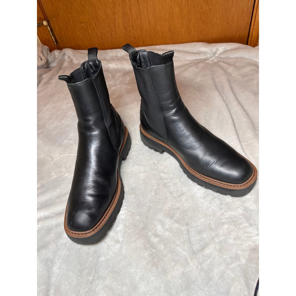 Sam Edelman Laguna Black Leather Chelsea Lug Sole Boots Womens 10